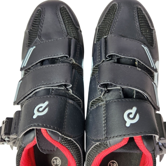 Peloton Women's Black and Red Spin Cycling Shoes With Cleats Size 7 Size 38 - Picture 8 of 11
